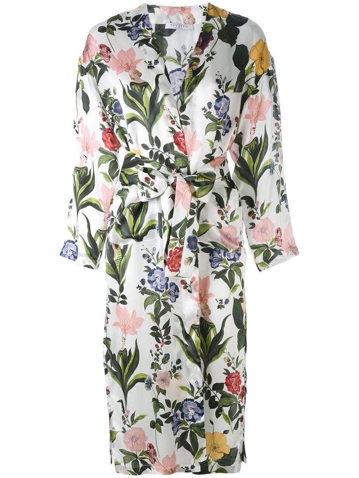 Vivetta - Floral Print Trench Coat - Women - Silk - 38, White, Silk