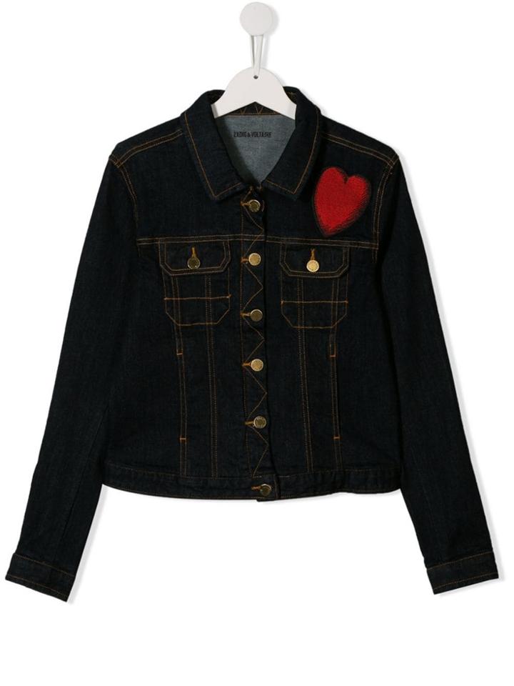 Zadig & Voltaire Kids Teen Heart Patch Denim Jacket - Blue