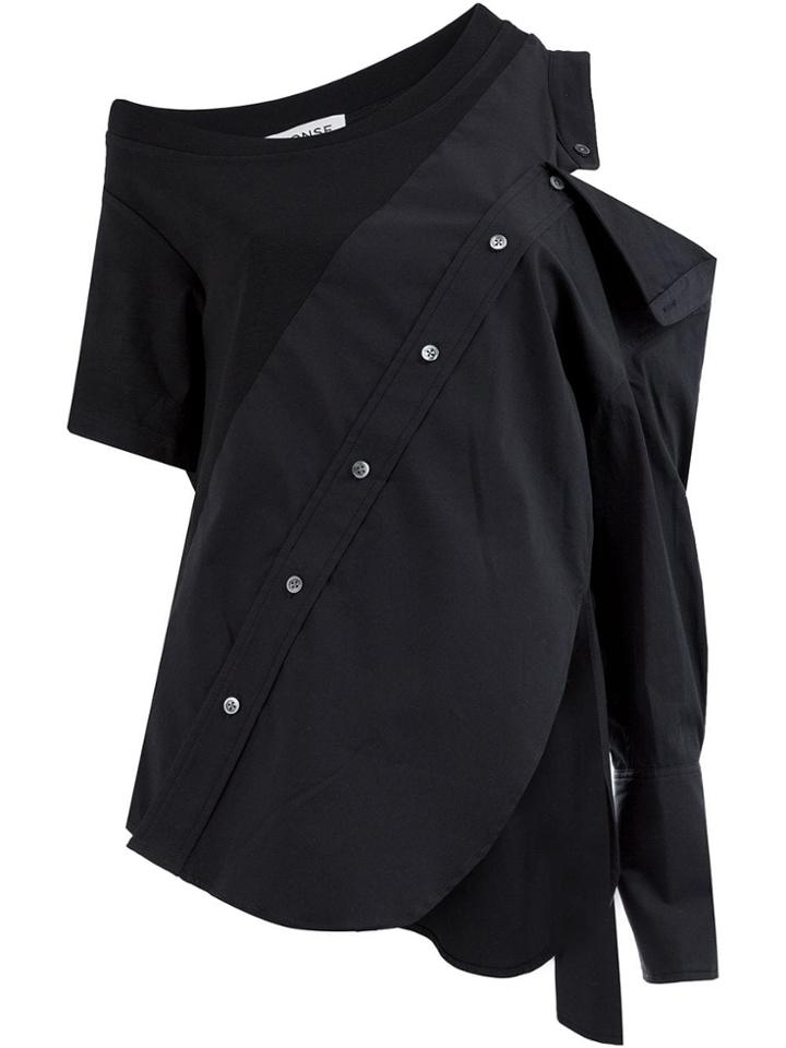 Monse Cold Shoulder Split Blouse - Black