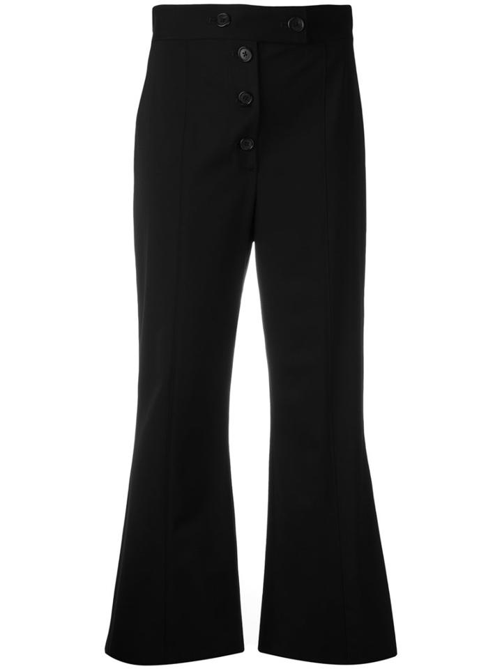 Proenza Schouler Lighweight Wool Flared Pants, Women's, Size: 6, Black, Spandex/elastane/virgin Wool