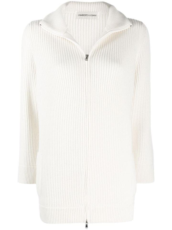 Lamberto Losani Ribbed Cardigan - White