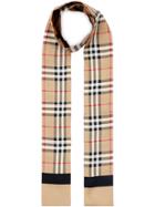 Burberry Vintage Check And Logo Print Silk Skinny Scarf - Neutrals