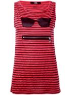 Karl Lagerfeld - Striped Zipped Top - Women - Linen/flax - S, Women's, Red, Linen/flax