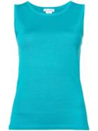 Jewel Neck Tank Top - Women - Silk/virgin Wool - Xl, Blue, Silk/virgin Wool, Oscar De La Renta