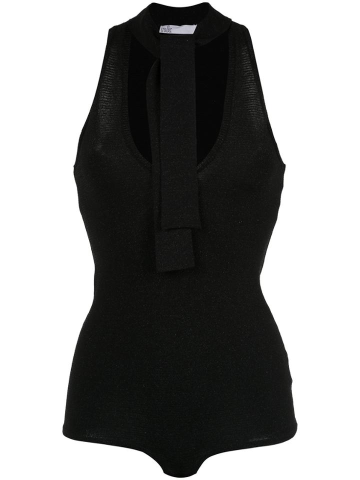 Nk Pussy Bow Bodysuit - Black