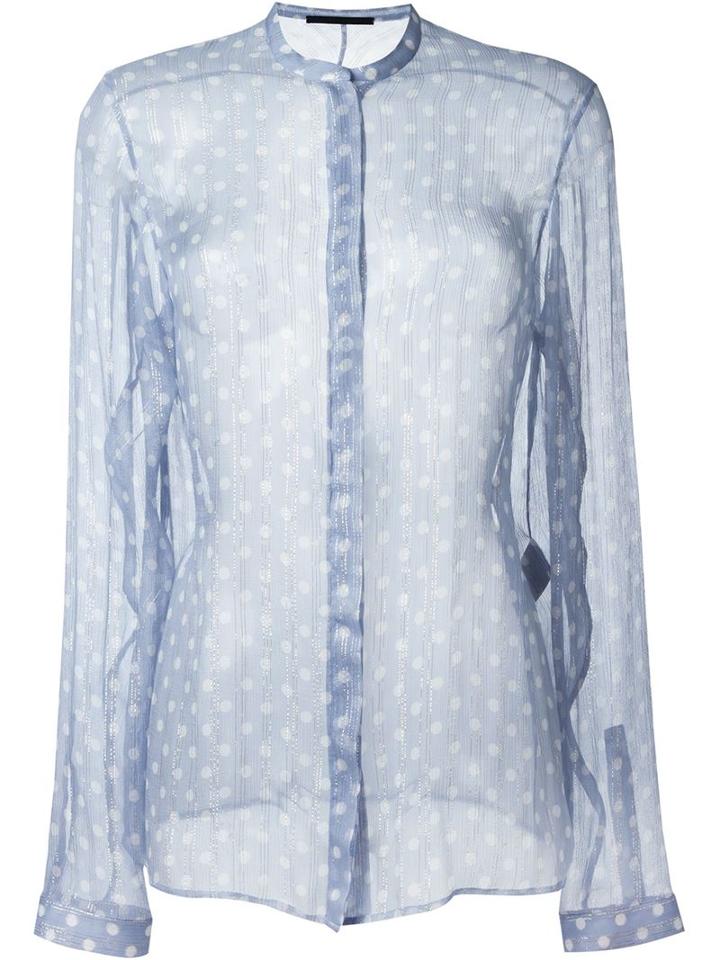Haider Ackermann Collarless Shirt, Women's, Size: 40, Blue, Silk/polyamide