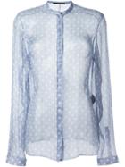 Haider Ackermann Collarless Shirt, Women's, Size: 40, Blue, Silk/polyamide