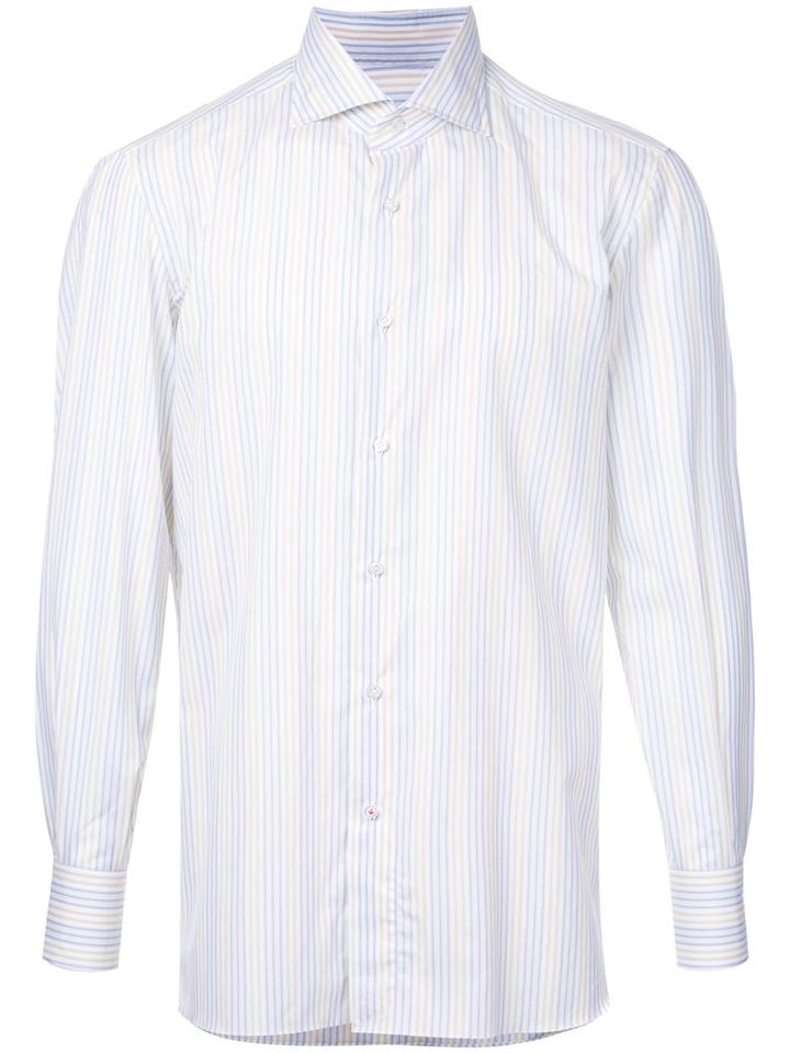 Isaia Pastel Striped Shirt, Men's, Size: 38, Yellow, Cotton