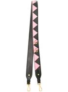 Prada Triangle Pattern Shoulder Strap, Women's, Black, Leather