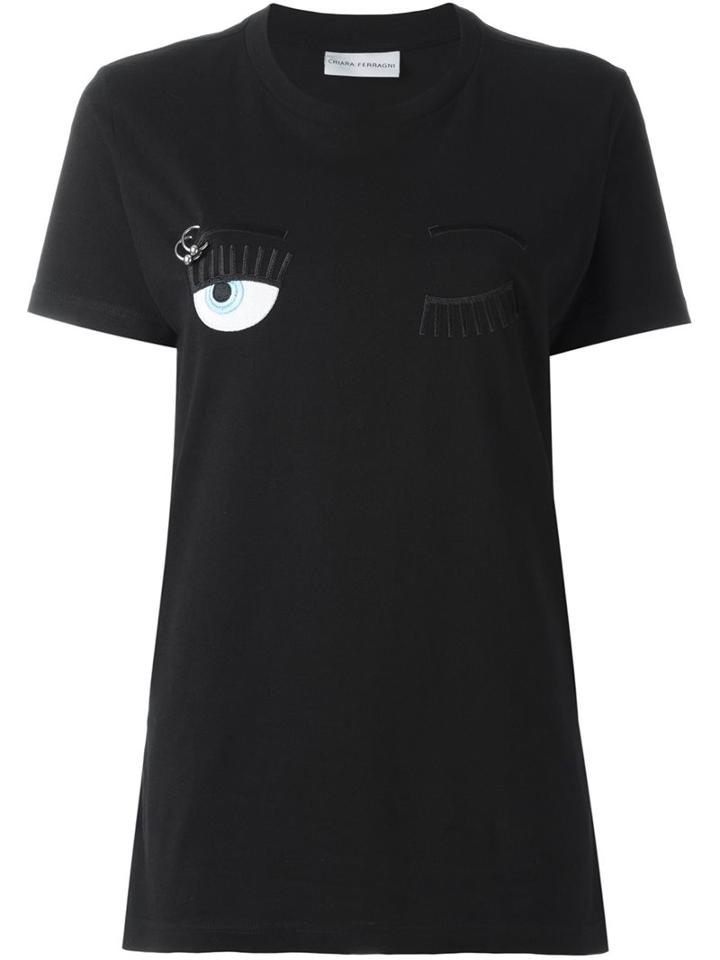 Chiara Ferragni 'flirting' T-shirt, Women's, Size: Large, Black, Cotton
