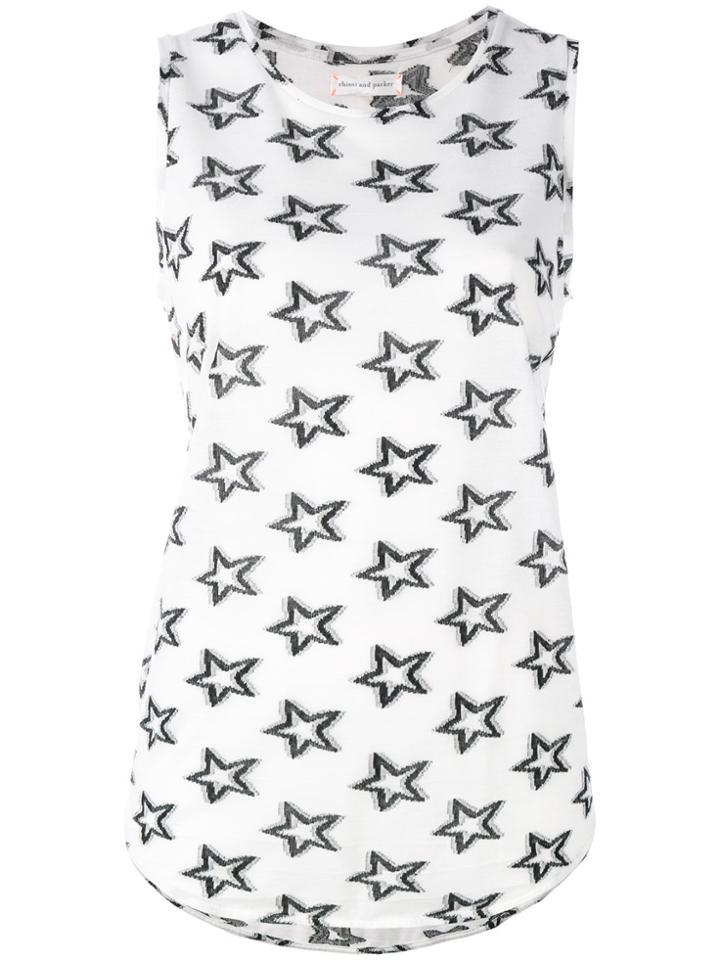 Chinti & Parker Star Jacquard Tank Top - White