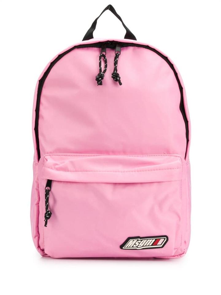 Msgm Logo Nylon Backpack - Pink