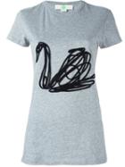 Stella Mccartney Embroidered Swan T-shirt, Women's, Size: 44, Grey, Cotton/polyamide/wool