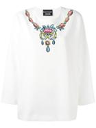 Boutique Moschino - Necklace Print Blouse - Women - Polyester/other Fibres - 44, White, Polyester/other Fibres