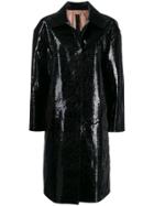 Nº21 Snakeskin Effect Coat - Black