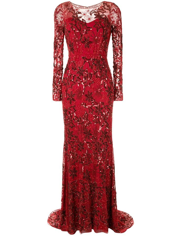 Jenny Packham Elodie Ls Gown Jenny Packham - Red