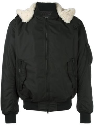 Ahirain Hooded Bomber Jacket, Men's, Size: Medium, Black, Polyester