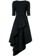 Oscar De La Renta Ruffled Hem Midi Dress - Black