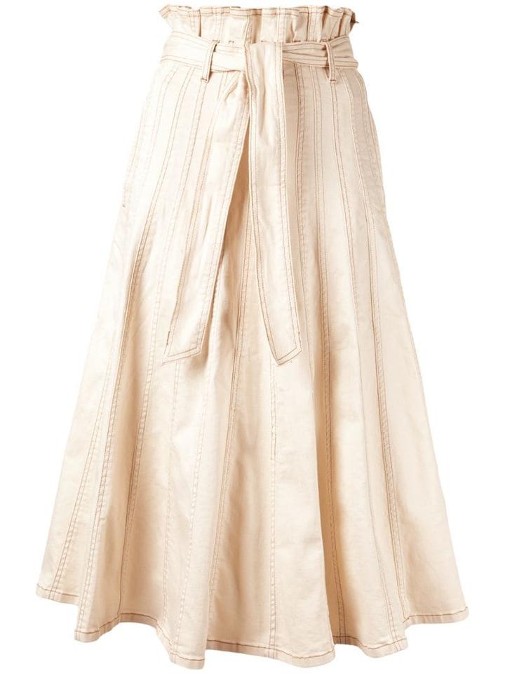 Ulla Johnson Esther Contrast Stitching Skirt - Neutrals
