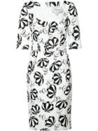 Carolina Herrera - Parasol Print Dress - Women - Cotton/spandex/elastane - 16, White, Cotton/spandex/elastane
