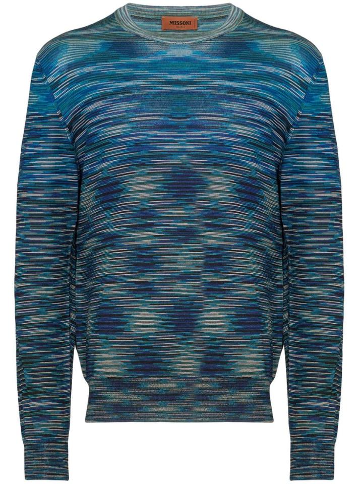 Missoni Knitted Signature Stripe Jumper - Blue