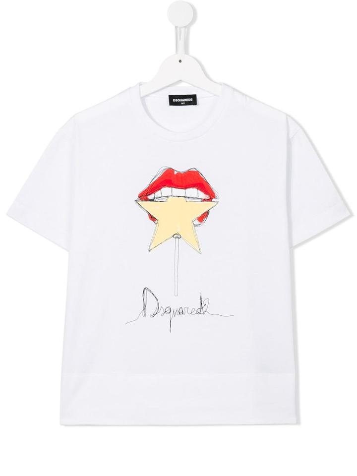 Dsquared2 Kids Star Mouth Print T-shirt - White