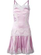 Dolce & Gabbana Lace Panel Sleeveless Dress, Women's, Size: 40, Pink/purple, Silk/cotton/polyamide/spandex/elastane