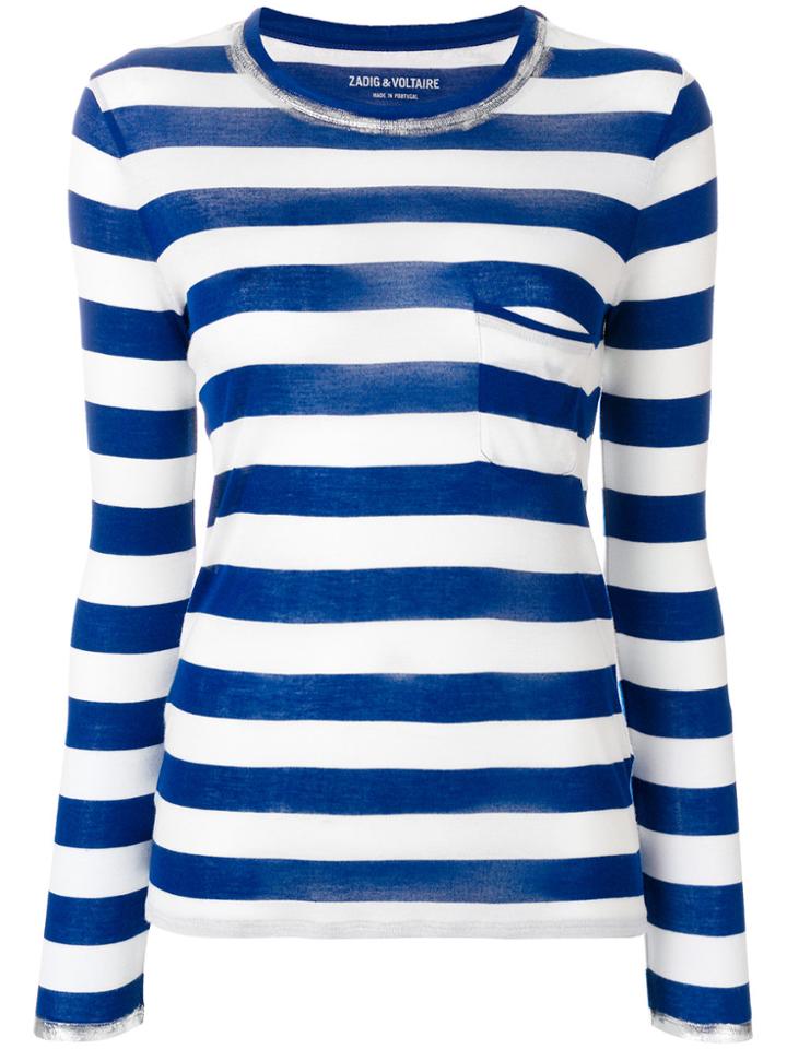 Zadig & Voltaire Striped Pocket Jumper - Blue