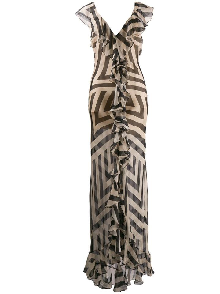 De La Vali Chevron Print Maxi Dress - Neutrals