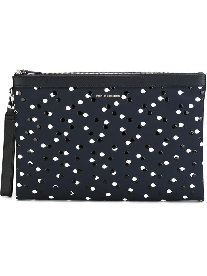 Want Les Essentiels De La Vie Barajas Clutch, Adult Unisex, Blue, Leather/polyurethane