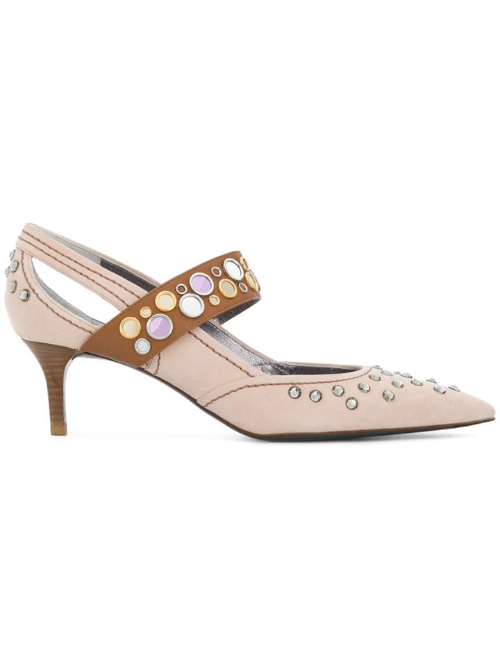 Bottega Veneta Studded Kitten Heel Pumps - Nude & Neutrals