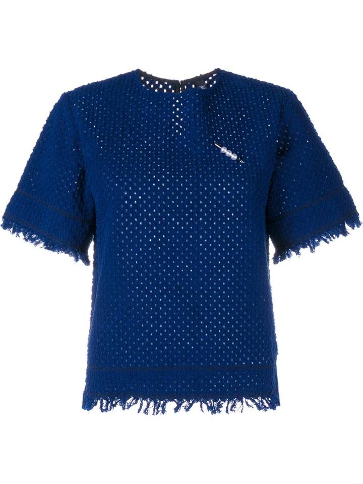 Adam Selman A Selman Top Frayed Denim