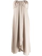 Federica Tosi Strapless Drape Detailed Dress - Neutrals