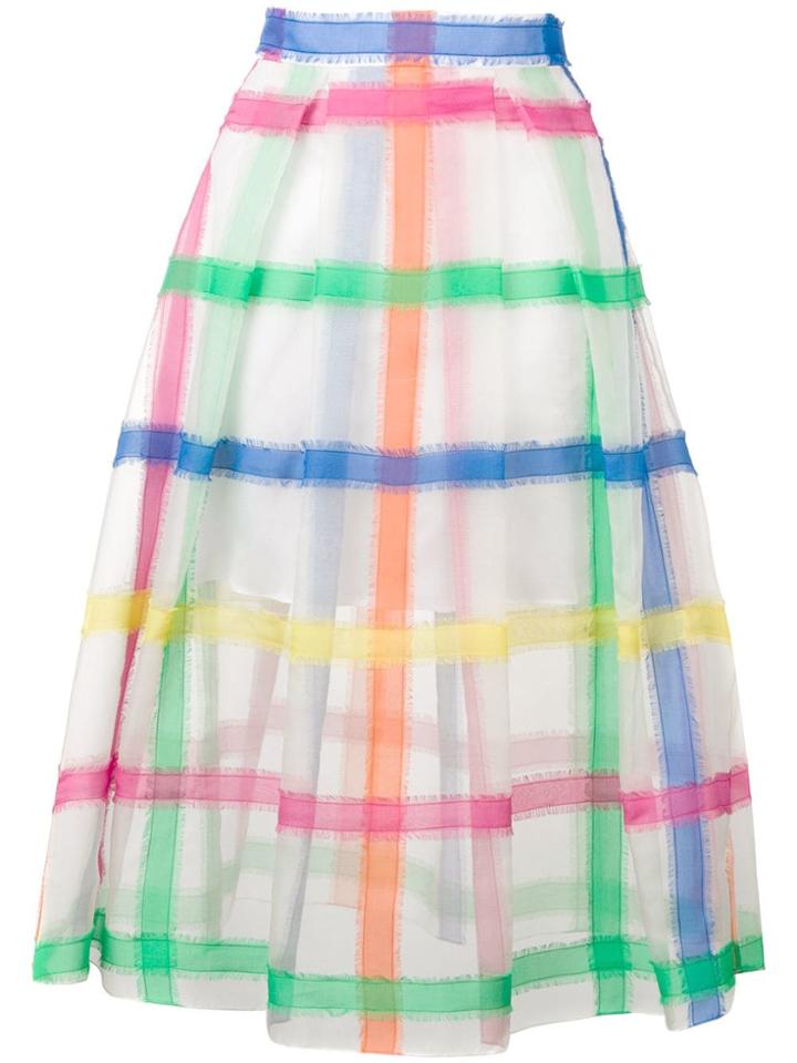 Mira Mikati Organza Check Embroidered Skirt - White