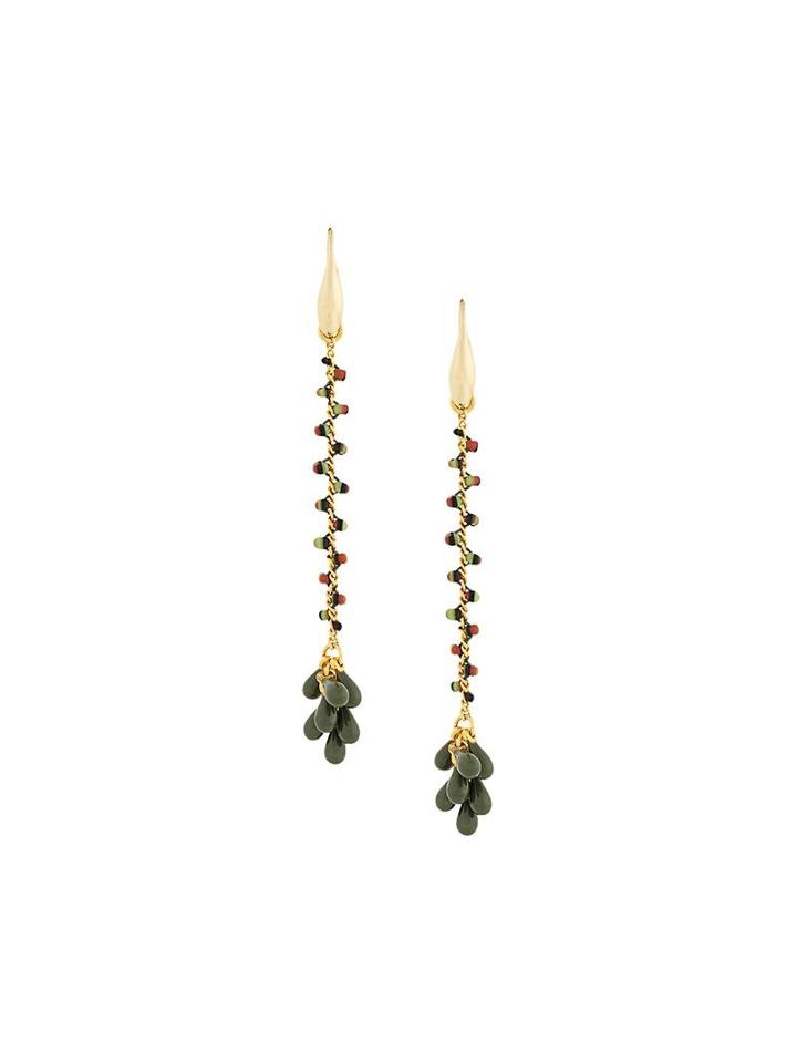 Isabel Marant Hanging Beaded Cluster Earrings, Women's, Green