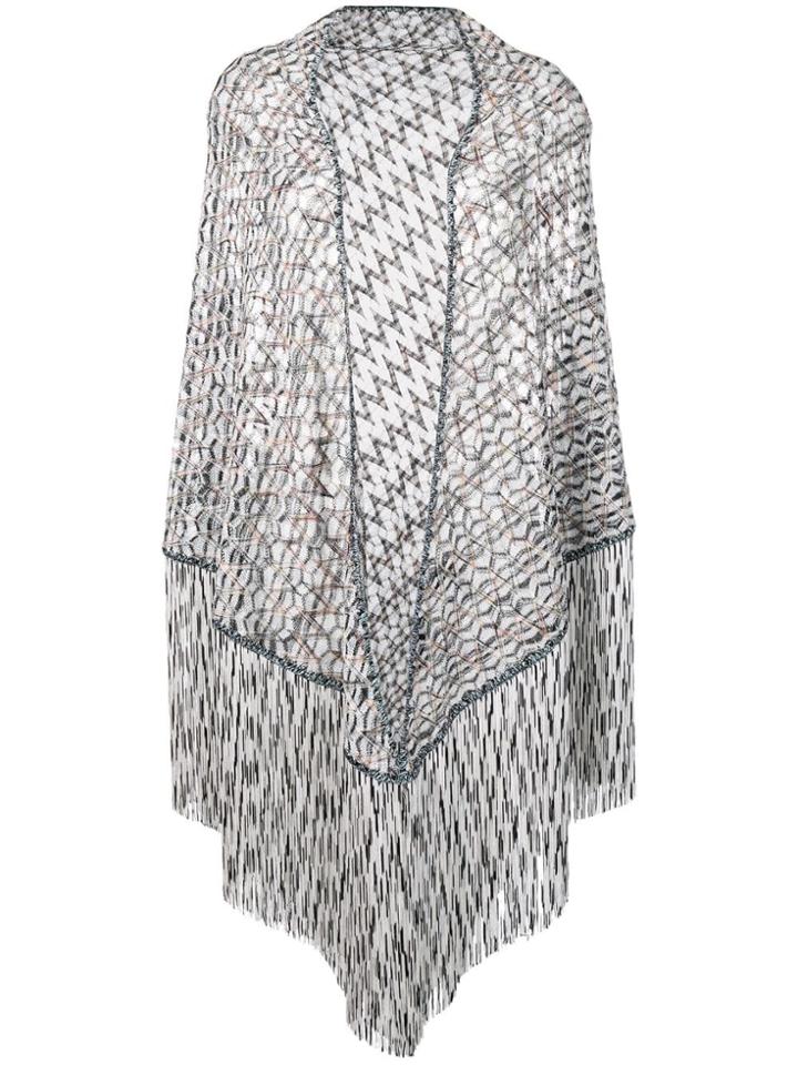 Missoni Fringed Knitted Shawl - Neutrals
