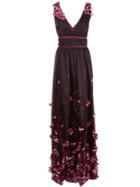 Marchesa Floral Embellished Gown - Purple