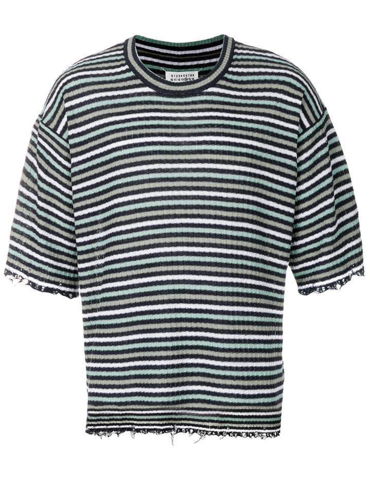 Maison Margiela Distressed Striped T-shirt - Green