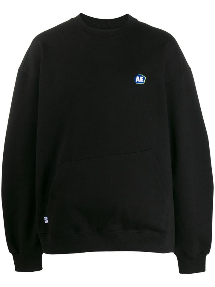 Ader Error Logo Embroidered Front Pocket Sweatshirt - Black