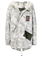 Mr & Mrs Italy Camouflage Trimmed Hood Parka - White