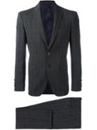 Tonello Plaid Fitted Suit, Men's, Size: 50, Grey, Spandex/elastane/viscose/virgin Wool