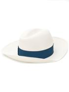 Borsalino Blue Straw Hat - White