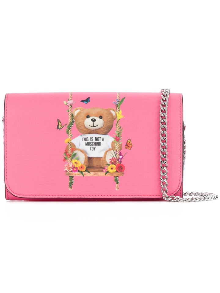 Moschino Teddy Garland Swing Chain Wallet - Pink & Purple