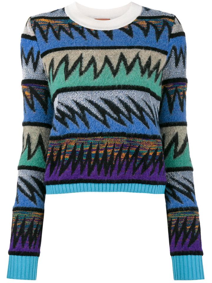Missoni Geometric Crew Neck Sweater - Blue