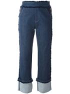 See By Chloé Frayed Straight Jeans, Women's, Size: 27, Blue, Cotton/polyester/spandex/elastane