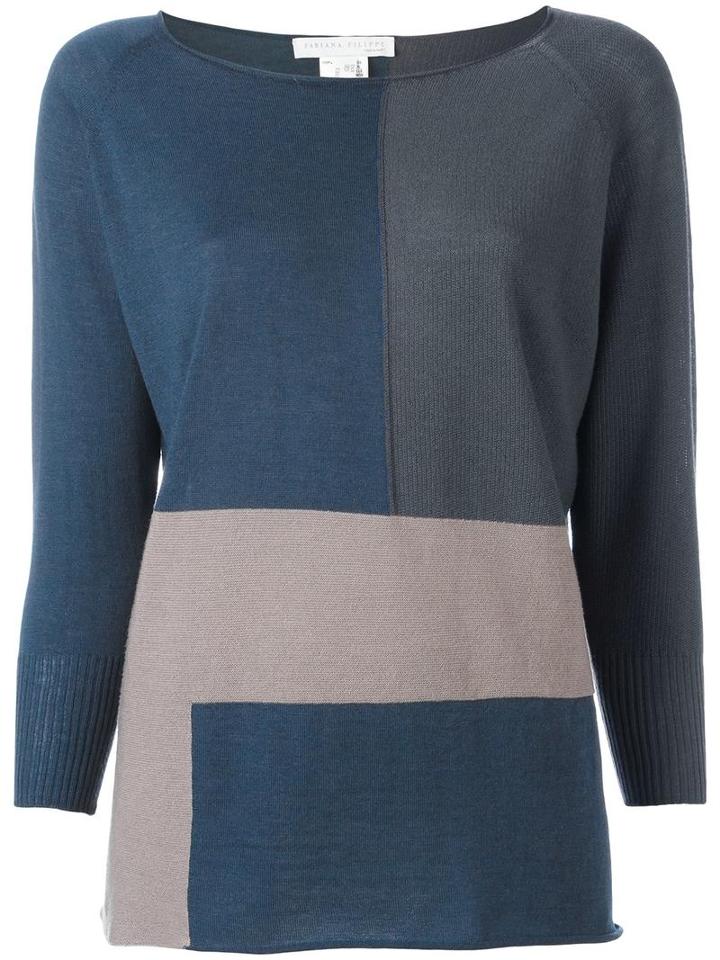 Fabiana Filippi Colour Block Jumper, Women's, Size: 40, Grey, Merino