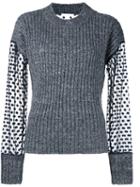 See By Chloé Embroidered Panel Jumper, Women's, Size: Medium, Grey, Cotton/acrylic/nylon/wool