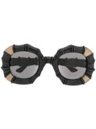Gucci Eyewear Structured Round Frames Sunglasses - Black
