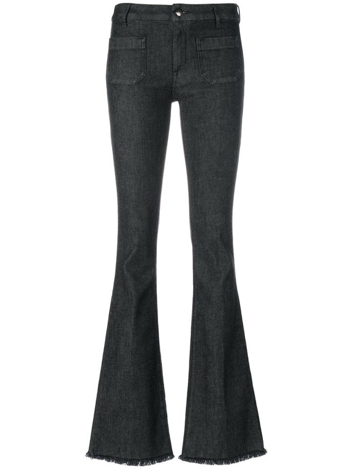 The Seafarer Frayed Detail Flared Jeans - Black
