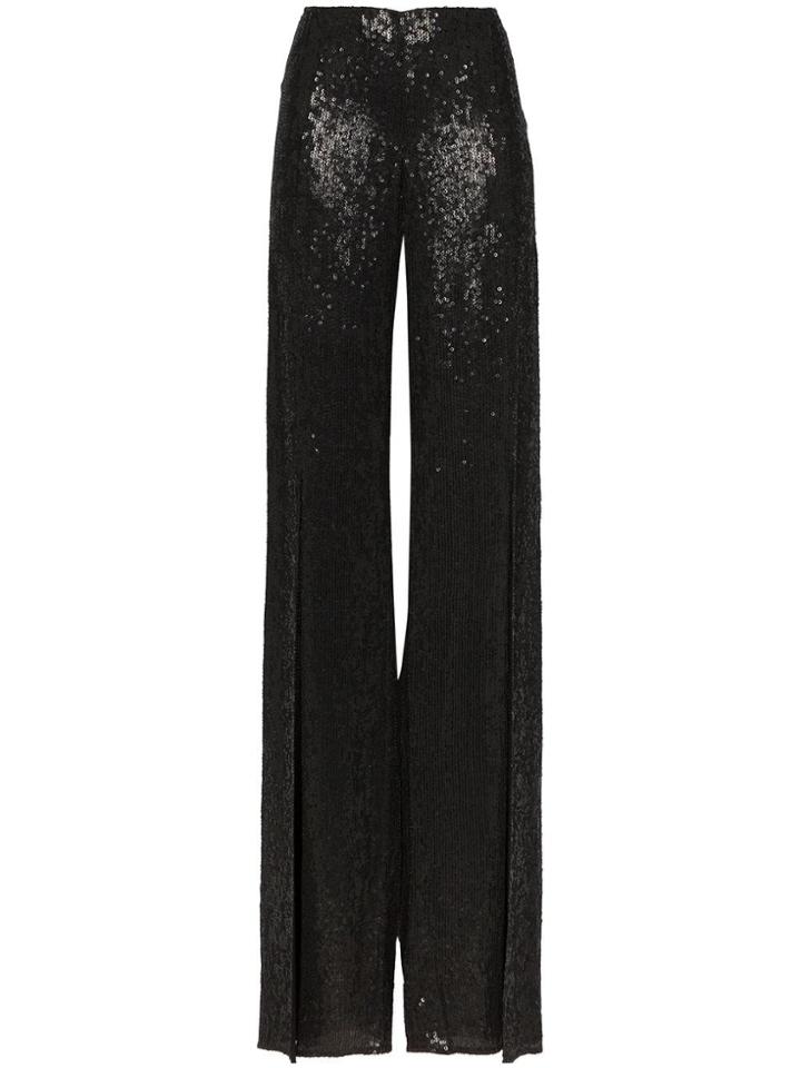 Ashish Sequin Embellished Split Front Trousers - Black
